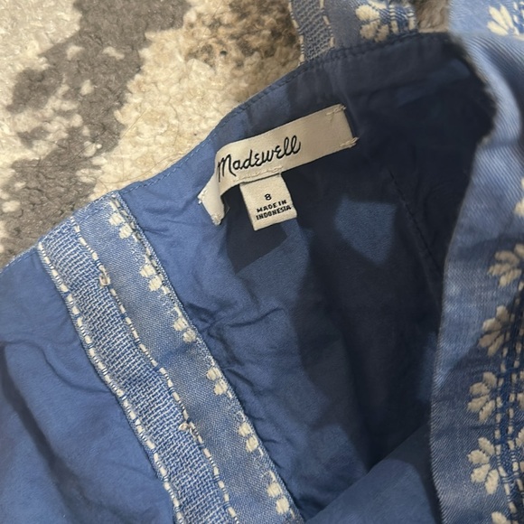 Madewell Blue Embroidered Button Back Tiered Sundress size 8 - Picture 10 of 11